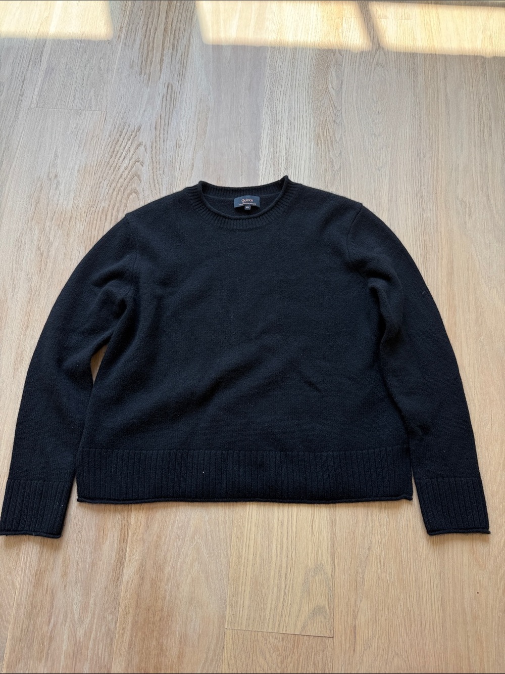 Quince Black Crewneck Knit Sweater